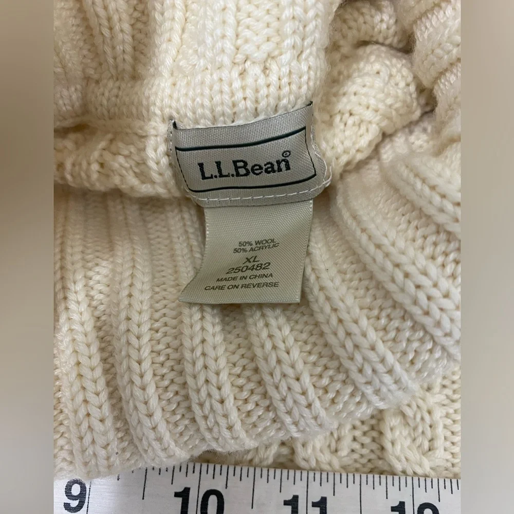 L.L. Bean Cream Cable Knit Turtleneck Sweater - Women size XL - Picture 4 of 6